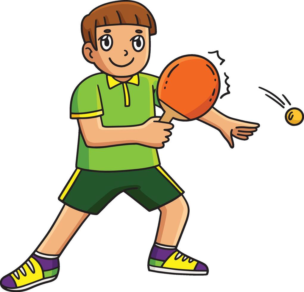 Table Tennis Player Returning the Ball Clipart vector