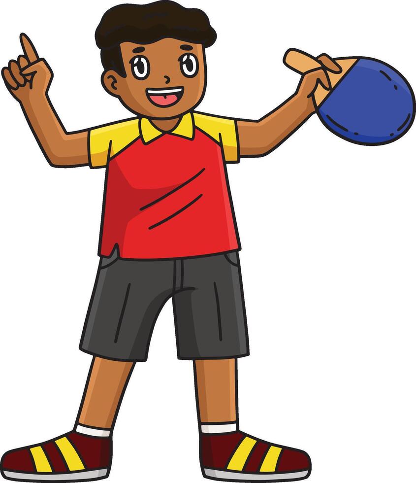 Table Tennis Player Holding Racket Cartoon Clipart vector