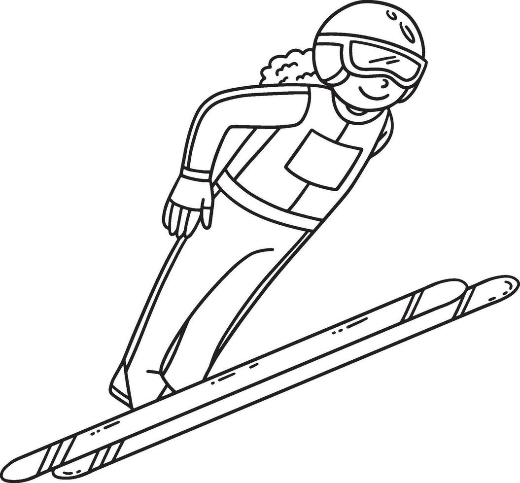 Female Ski Jumper Windisch Technique Isolated vector