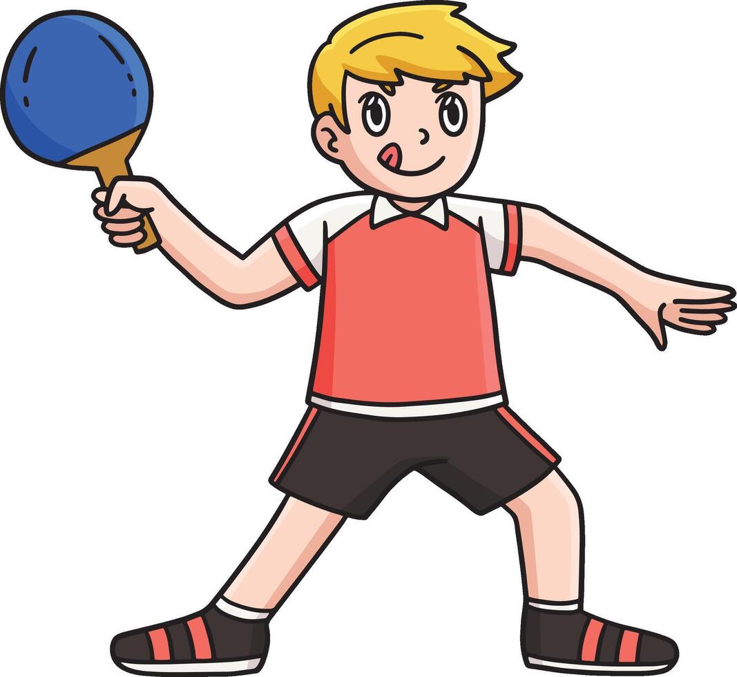 Table Tennis Player in a Defensive Stance Clipart vector