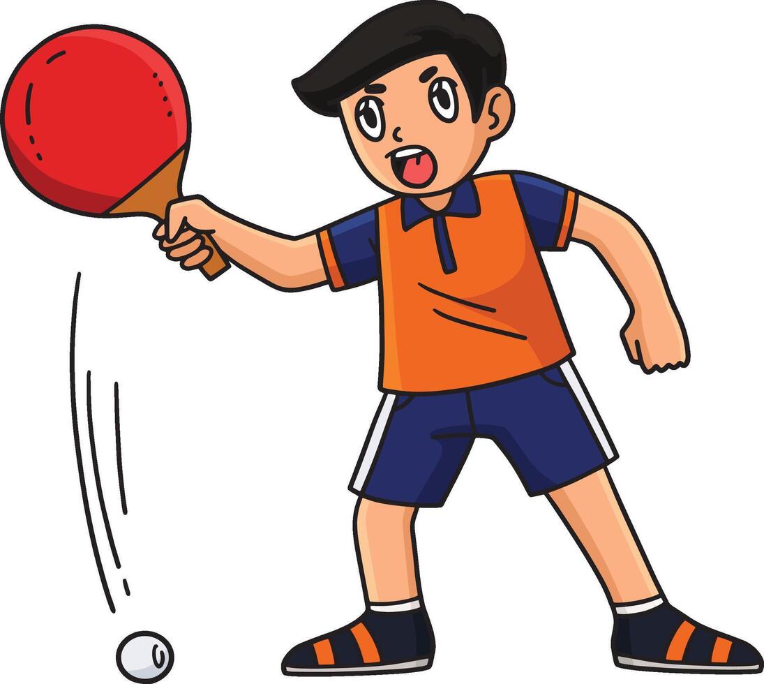 Table Tennis Player Blocking Ball Cartoon Clipart vector