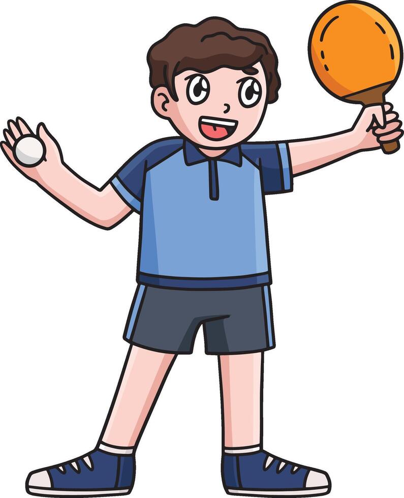 Table Tennis Player with Racket and Ball Clipart vector