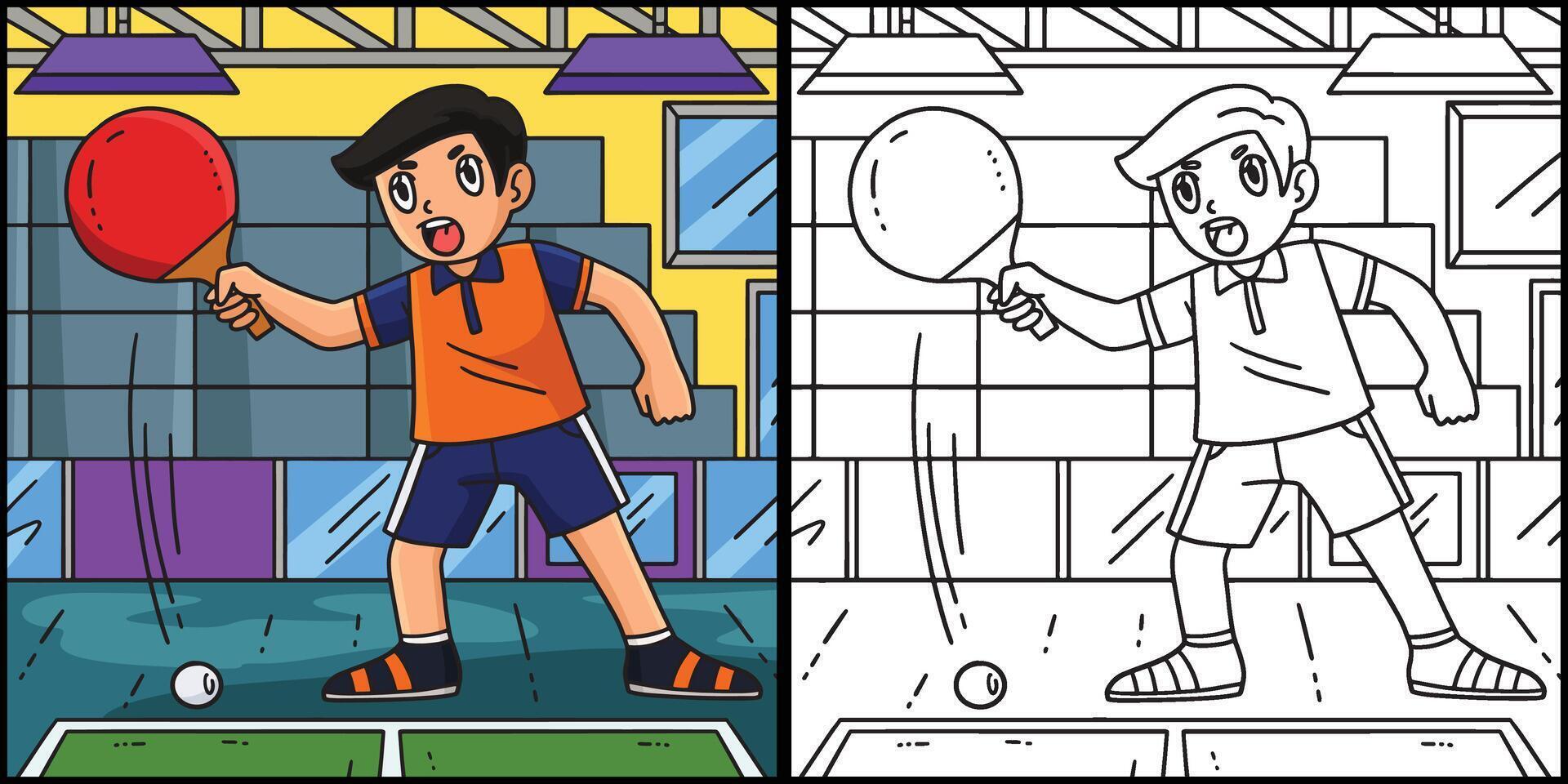 Table Tennis Player Blocking Ball Illustration vector