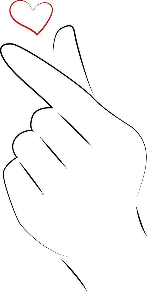 Hand drawing heart symbol gesture. Outline illustration vector