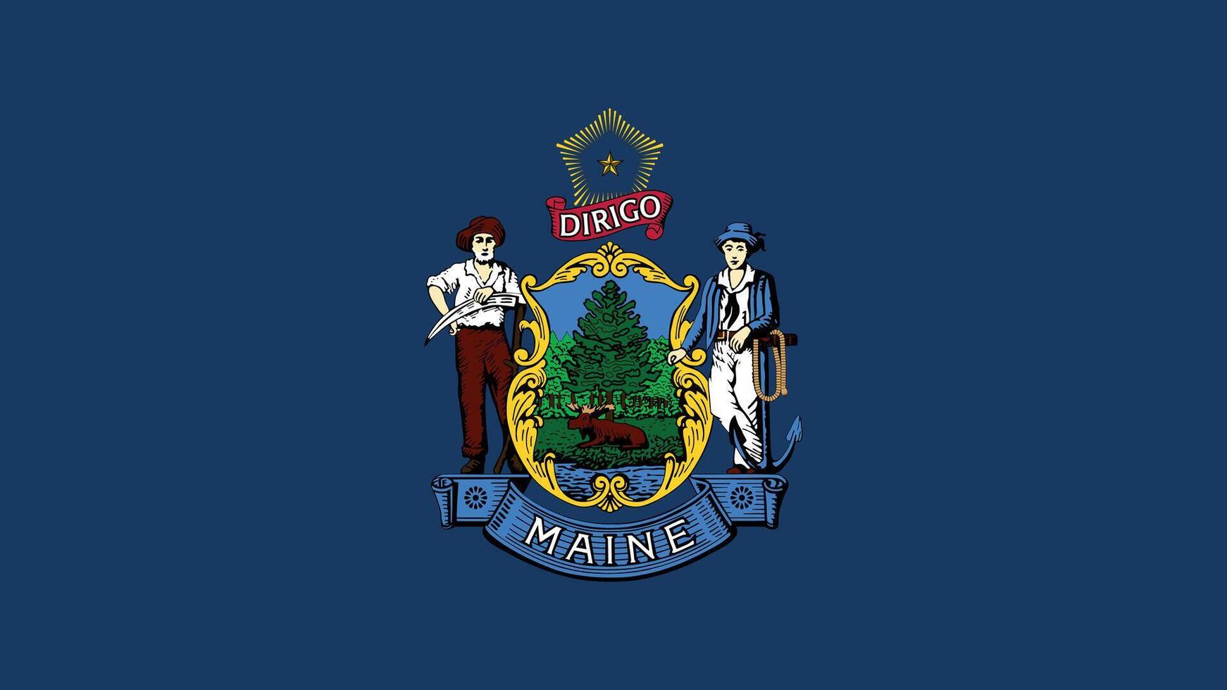 Maine US State Flag Illustration vector
