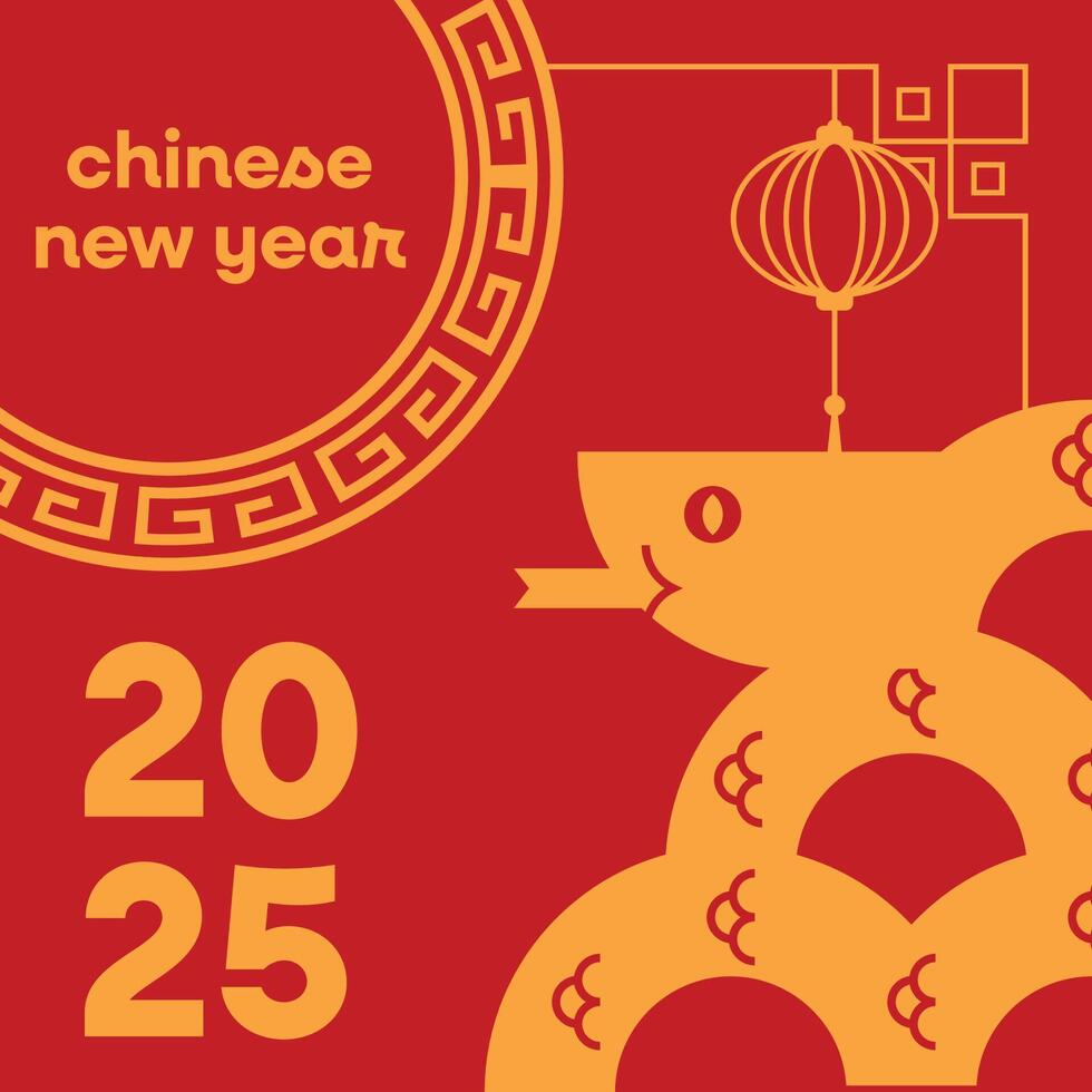 Happy chinese new year 2025 of snake greeting card vector