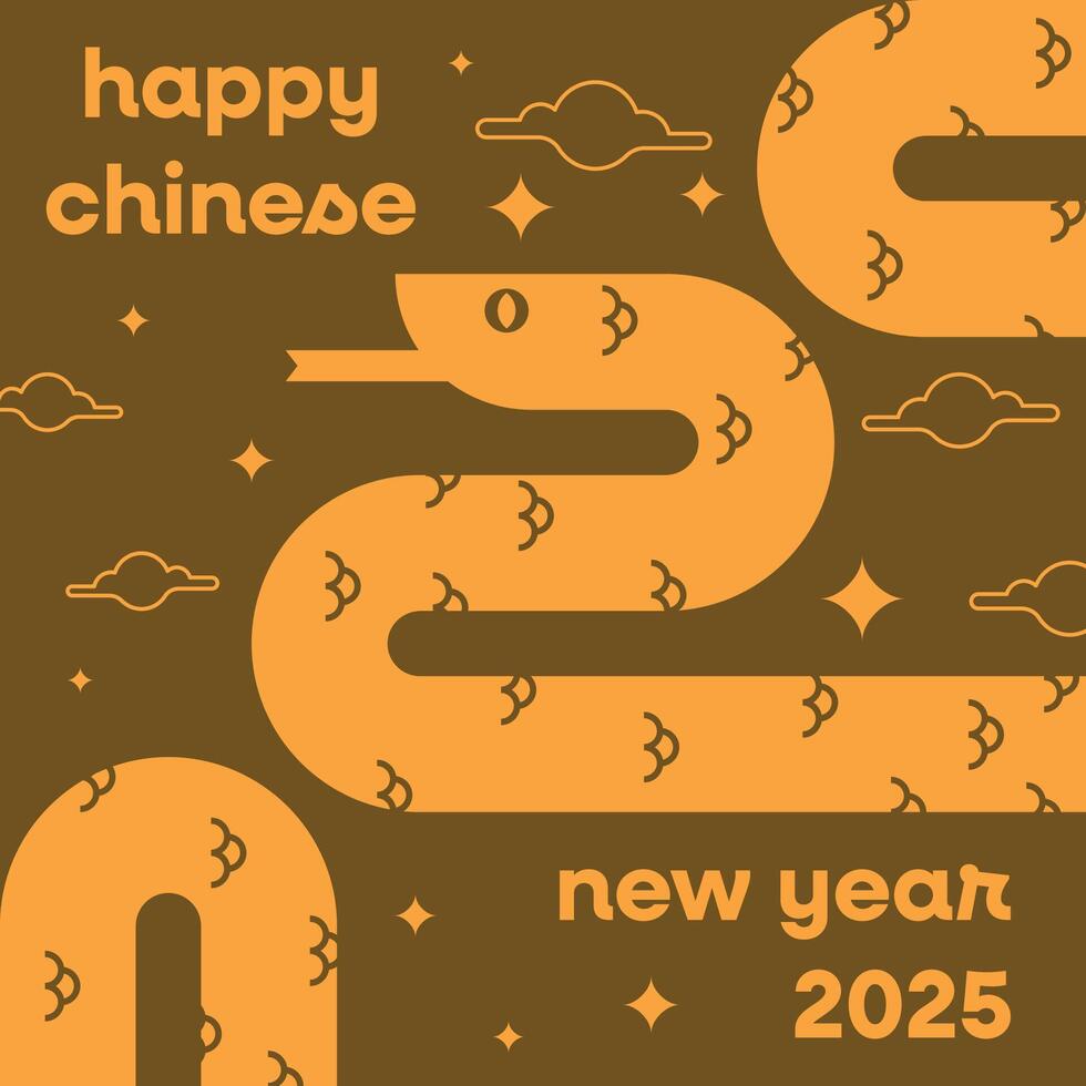 Happy lunar new year 2025 of snake greeting card vector