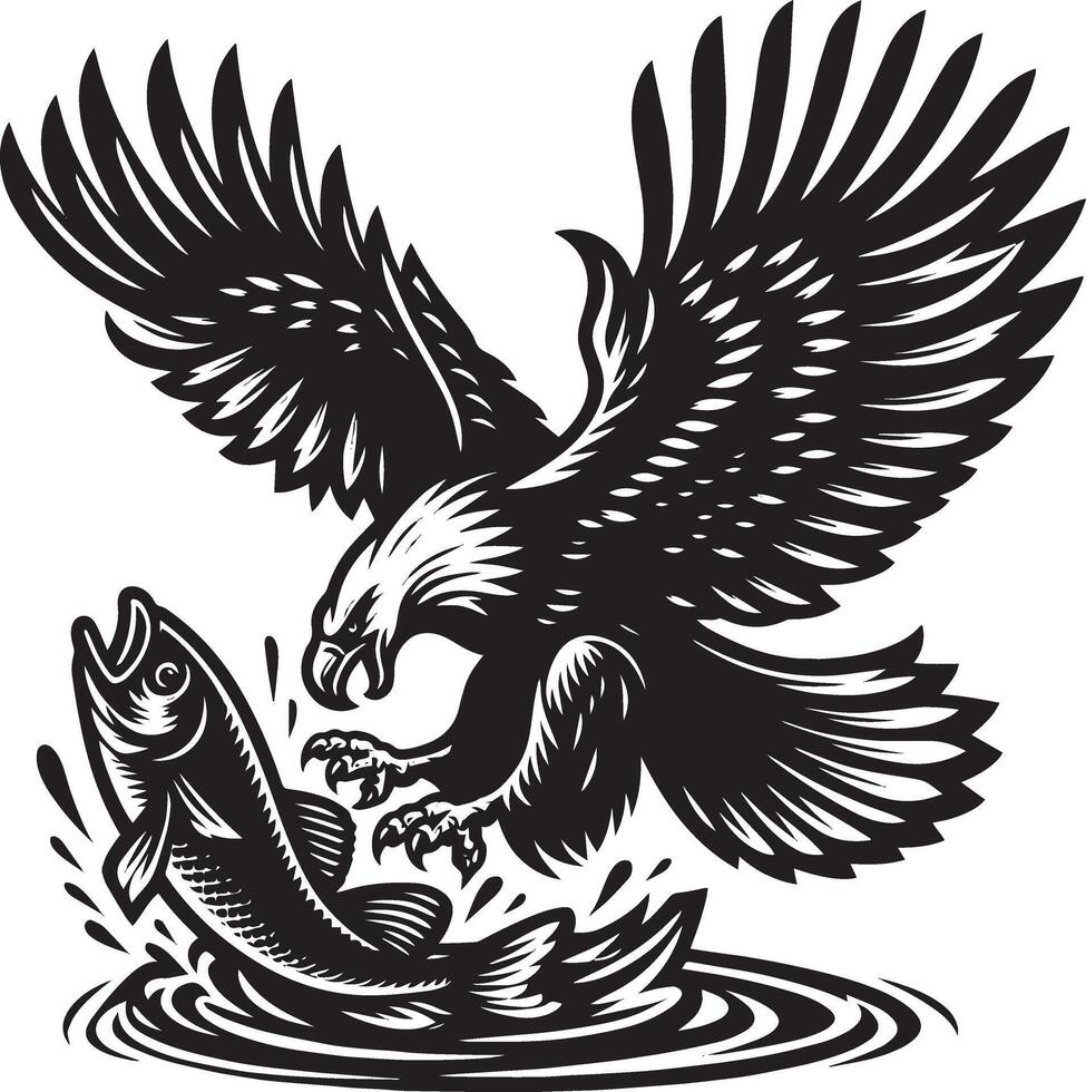 Silhouette design eagle catch illustration vector