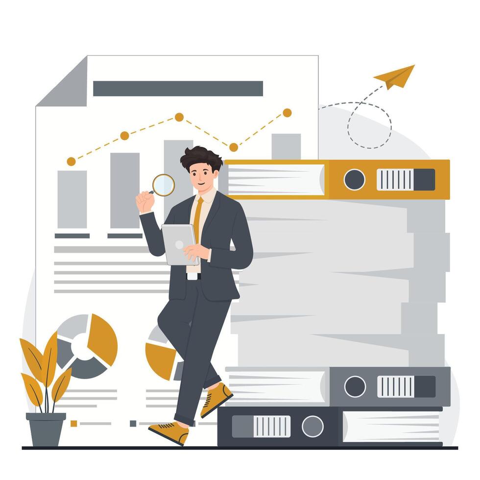 Template for business audit workflows, designed to simplify financial reporting, ensure compliance vector