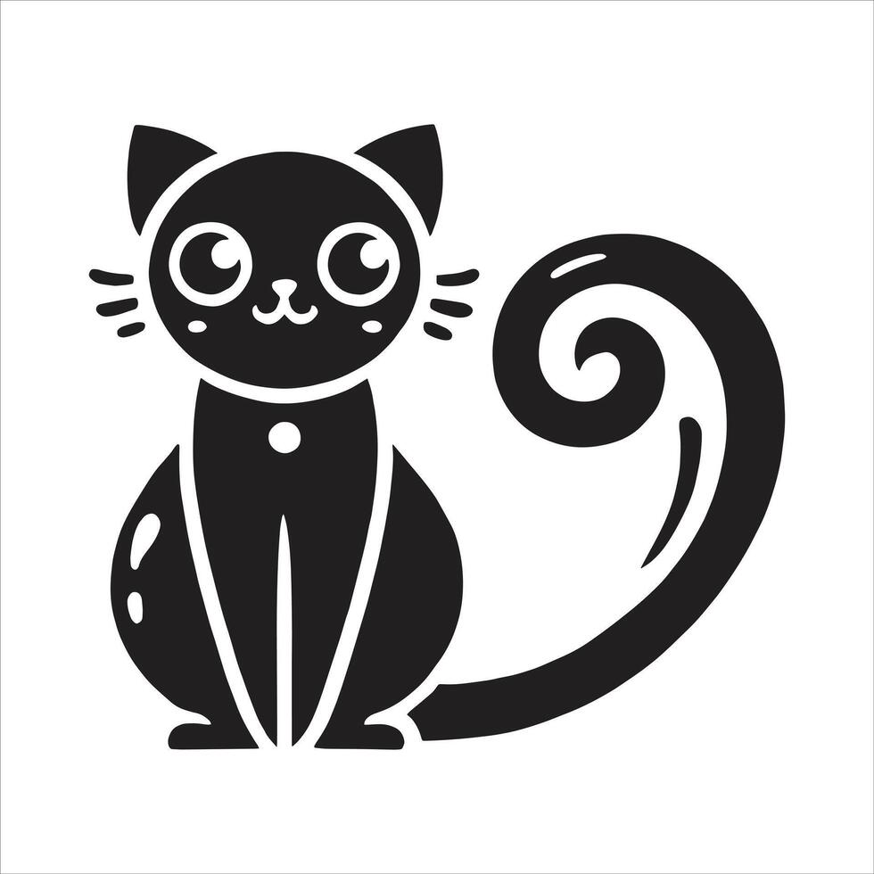 A black and white cat icon on a white background vector