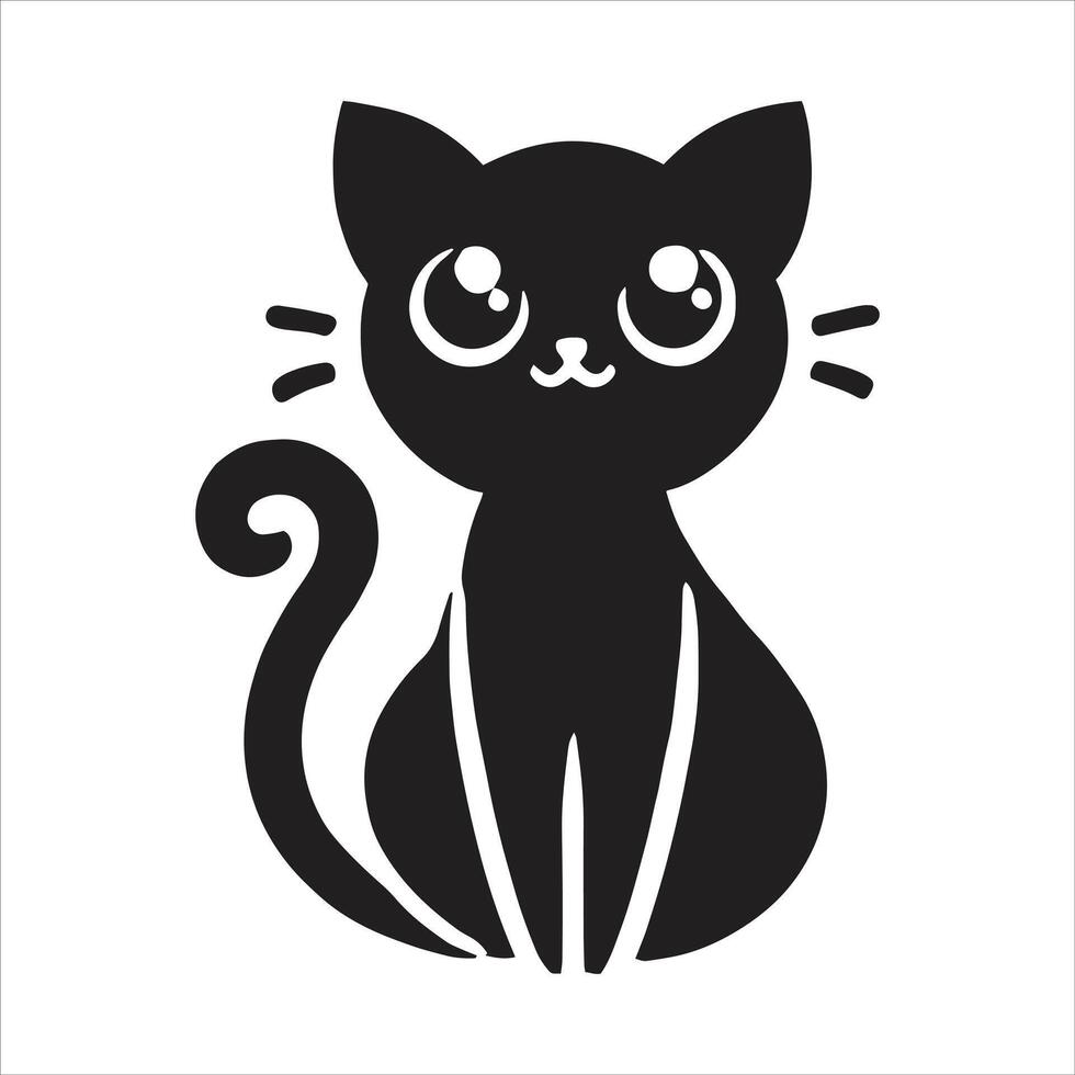 A black cat with big eyes on a white background vector