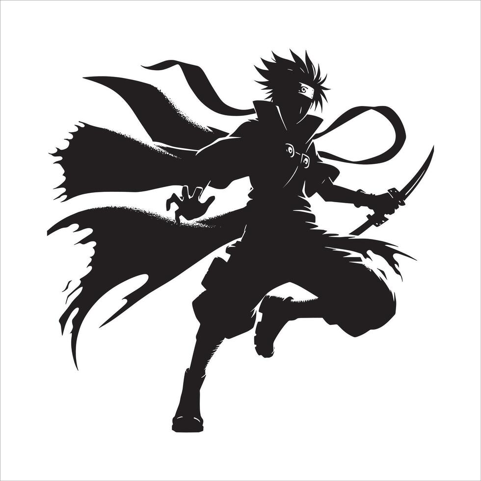 A silhouette of a man with a sword vector