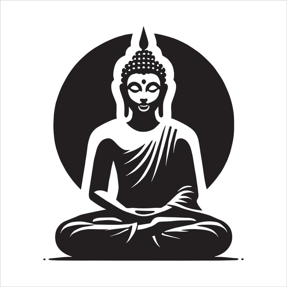 Buddha statue in meditation pose on white background vector