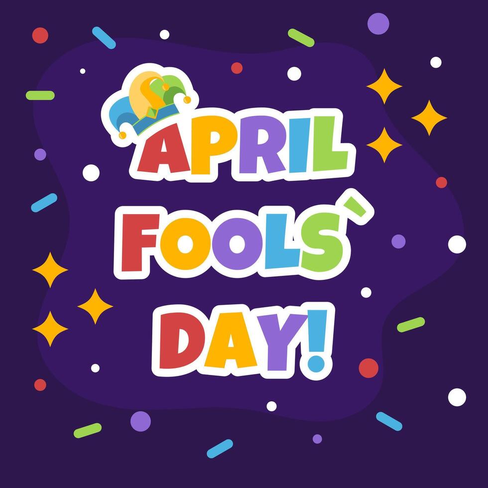 April Fools Day Square Banner Design. Greeting Card Template. Illustration vector