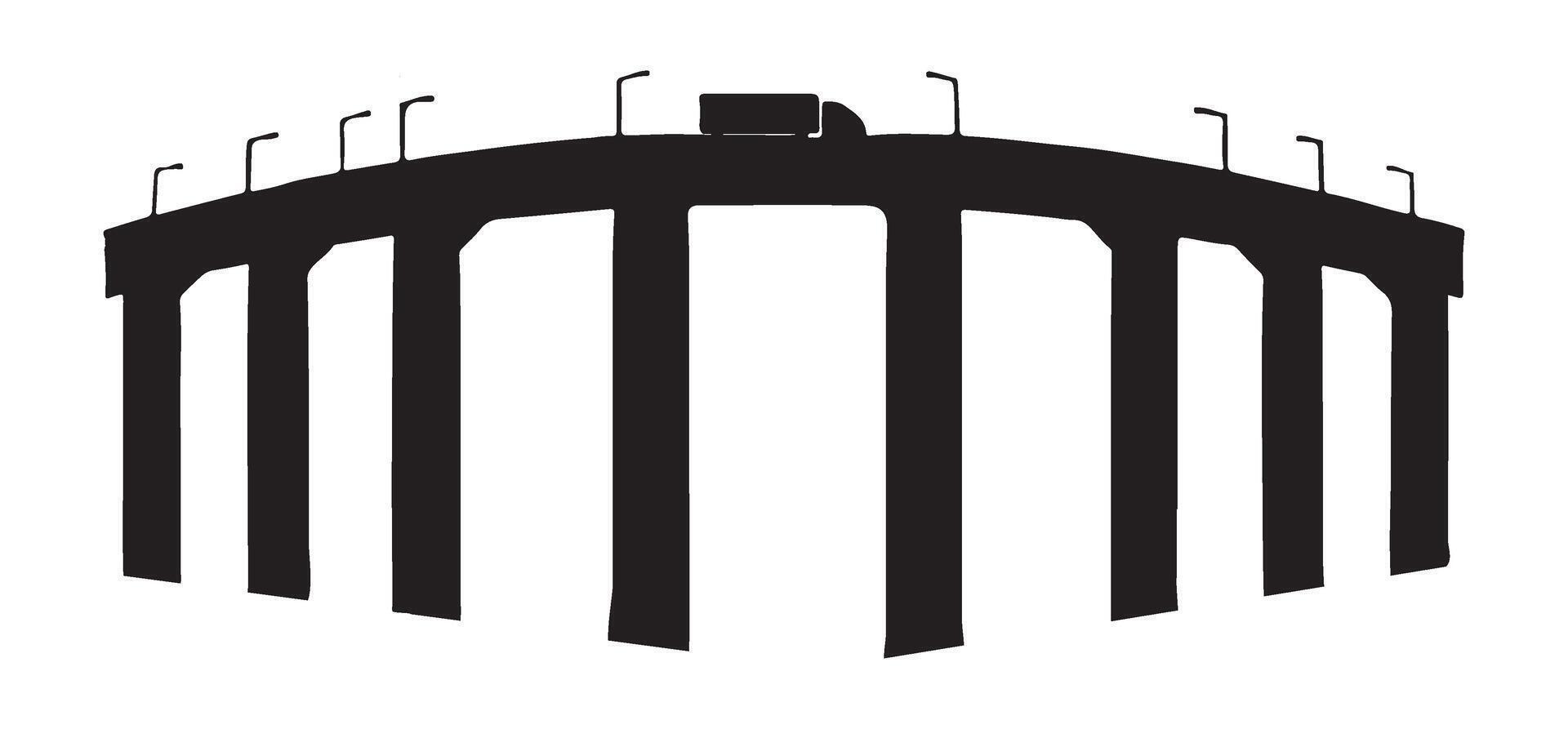 Silhouette of a Large Modern Bridge vector