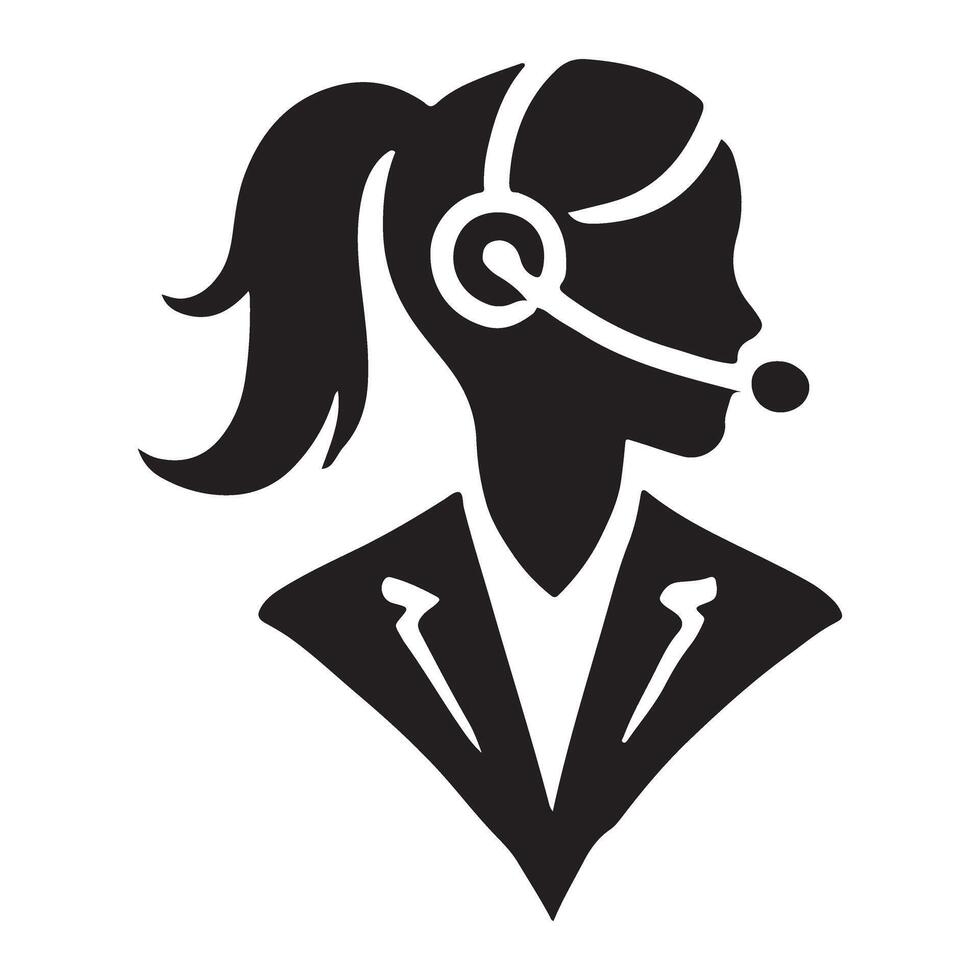 Customer Service Agent Silhouette Illustration vector