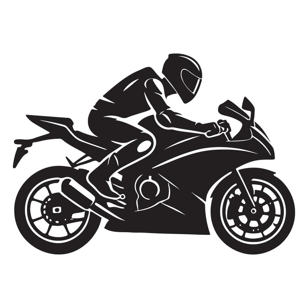 Silhouette of a Motorcycle Racer in Dynamic Motion vector
