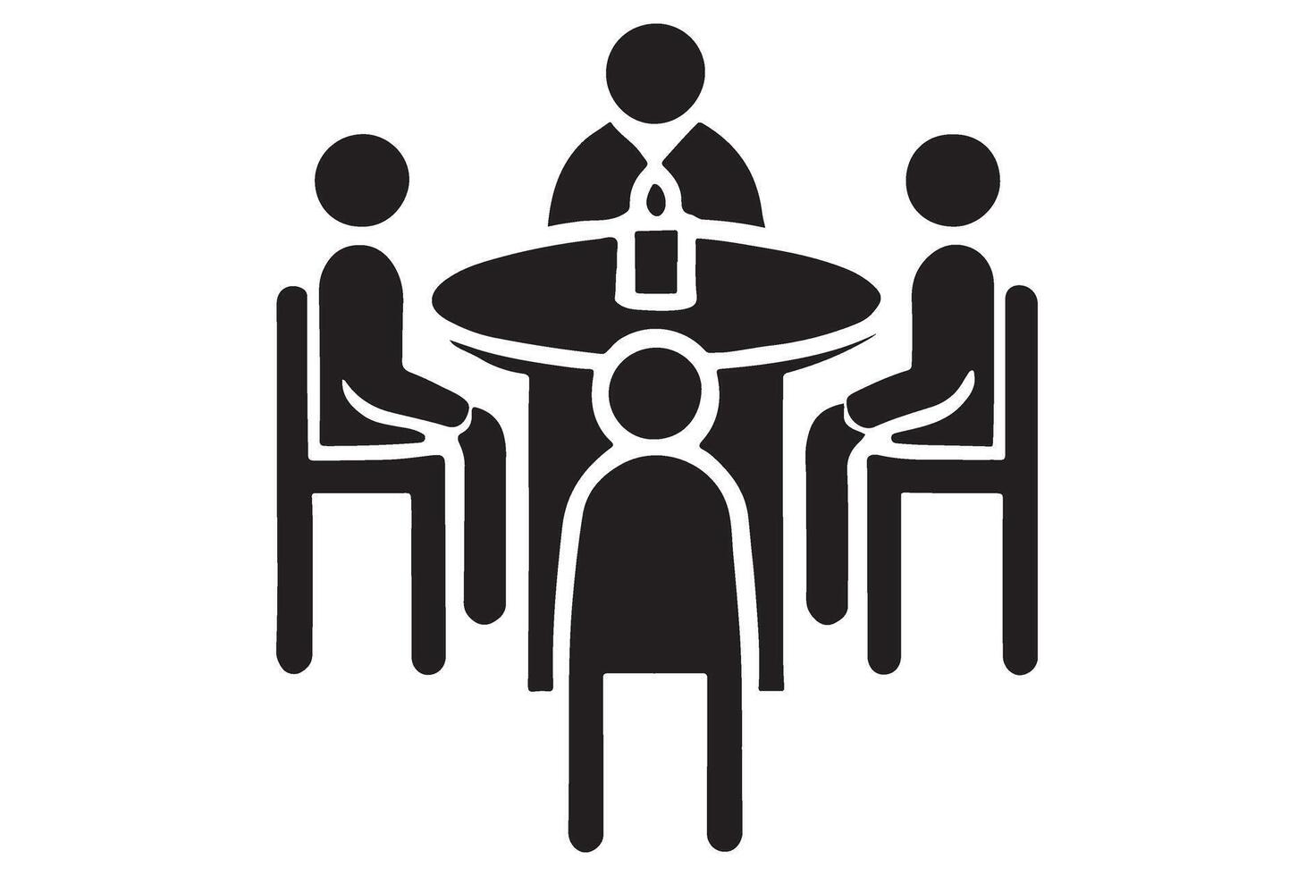 Family Gathering Around Table Silhouette Icon vector