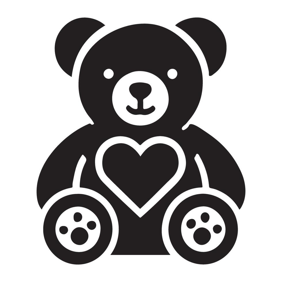 Silhouette of a Teddy Bear with a Heart vector