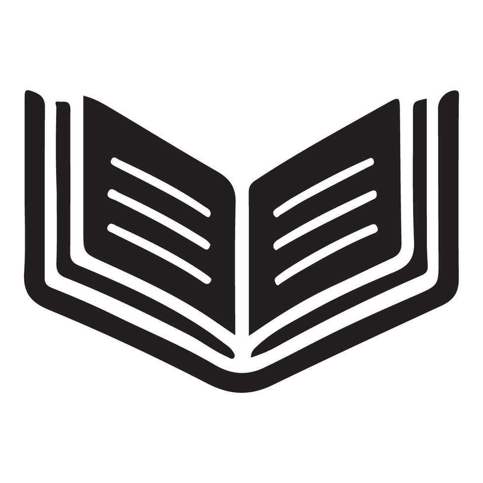 Open Book Silhouette Illustration for Reading and Knowledge vector