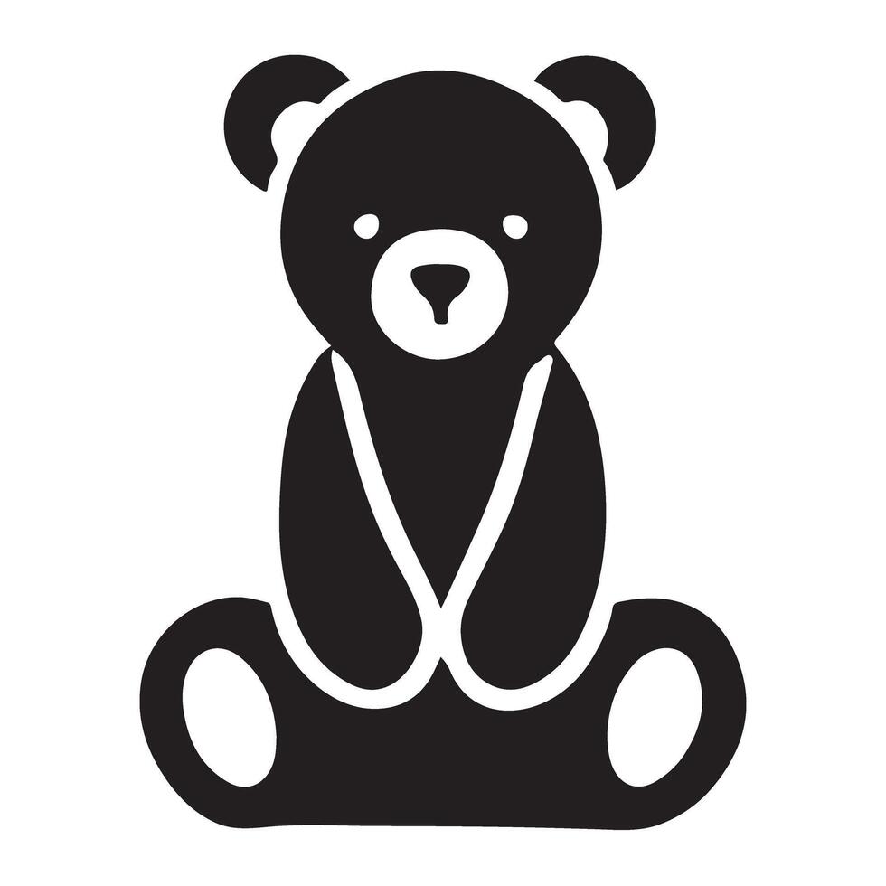 Sweet Teddy Bear Silhouette with Crossed Paws Illustration vector