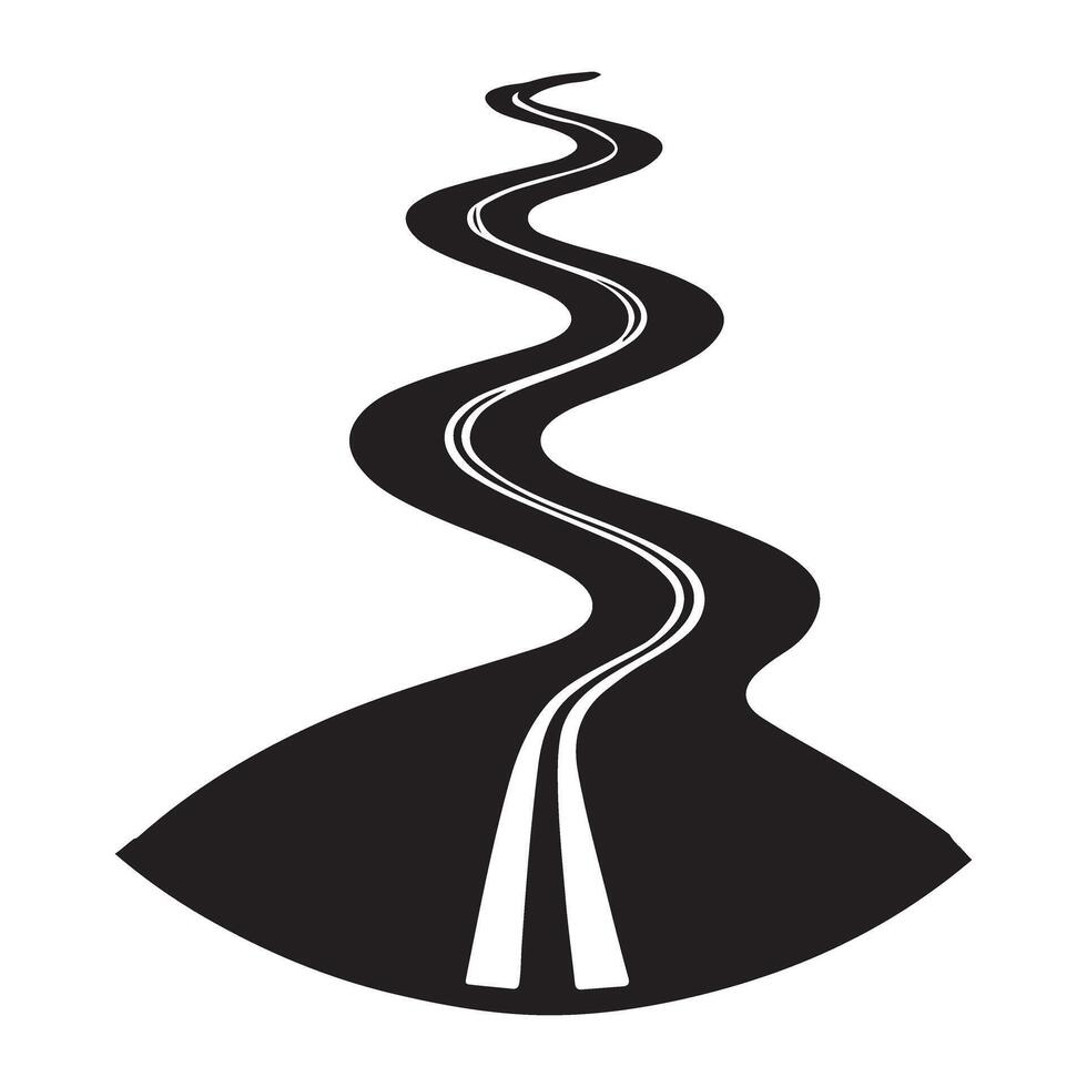 Silhouette of a Winding Road Stretching into the Distance vector