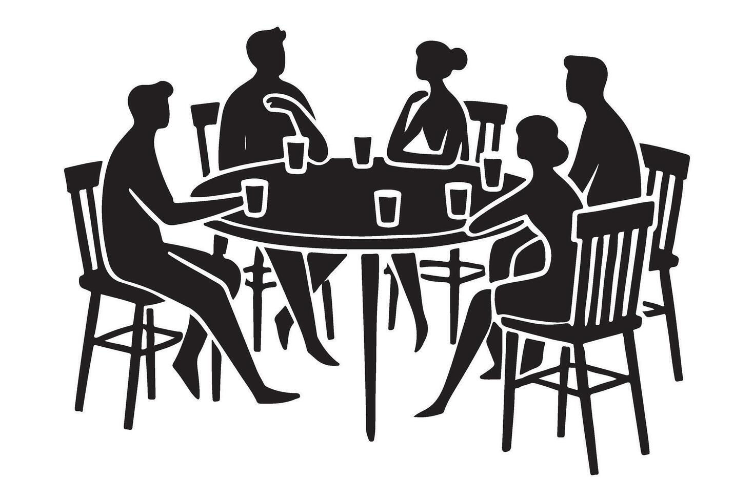Friends Enjoying Drinks Around a Round Table vector
