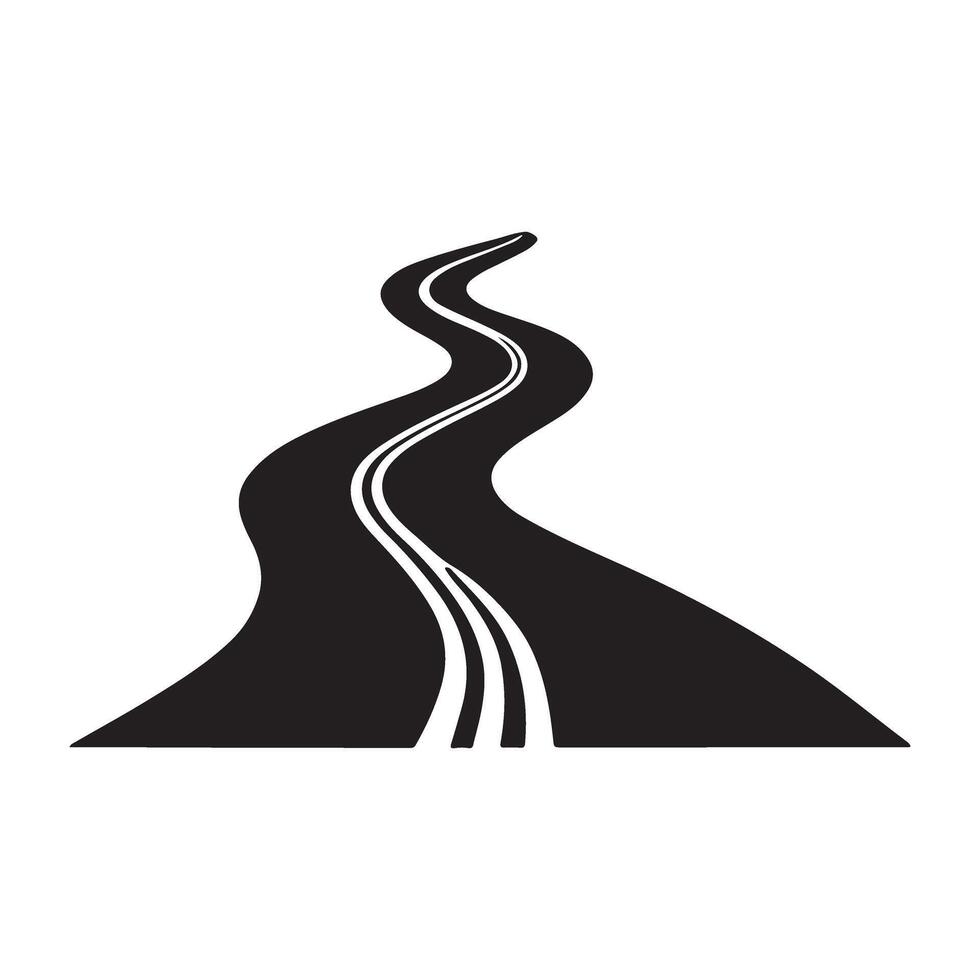 Winding Road Silhouette Illustration for Travel vector