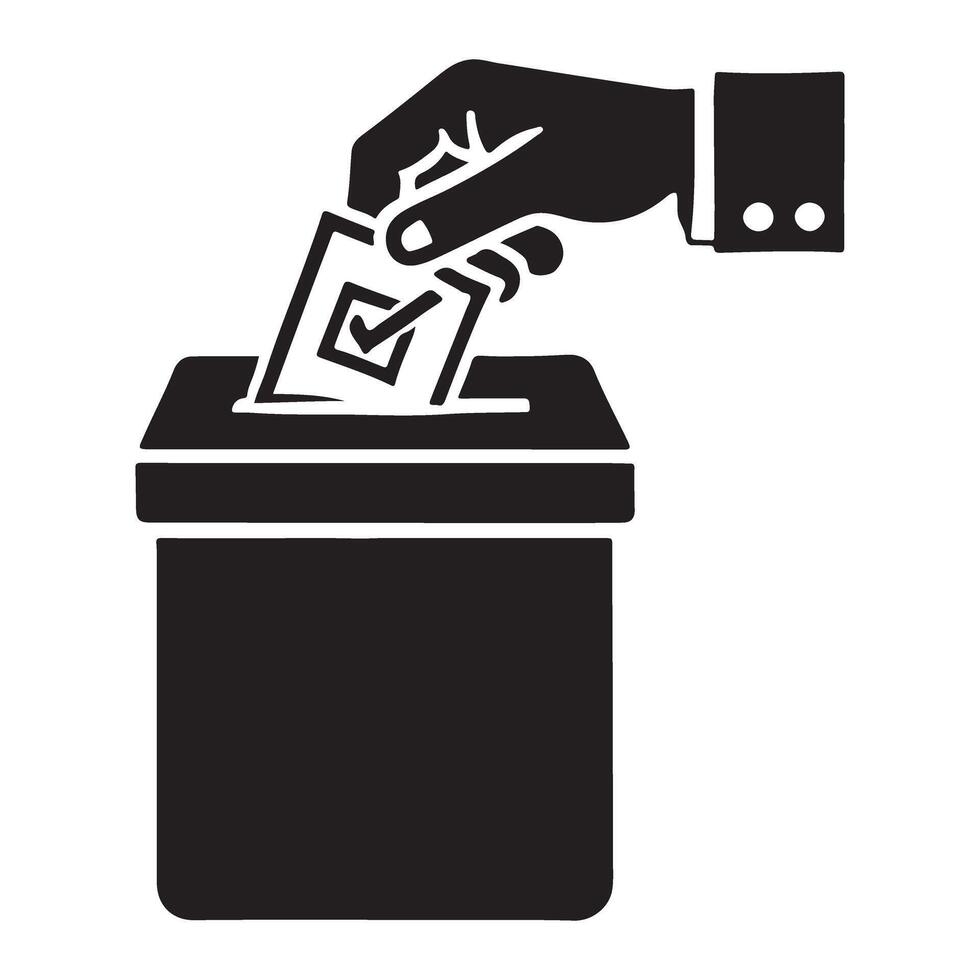 Hand Voting Ballot Box Silhouette Icon for Elections vector