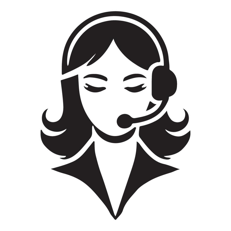 Customer Support Representative Silhouette Icon for Help Desk vector