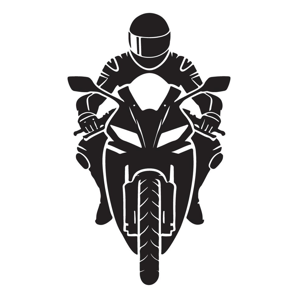 Front View Motorbike Rider Silhouette vector