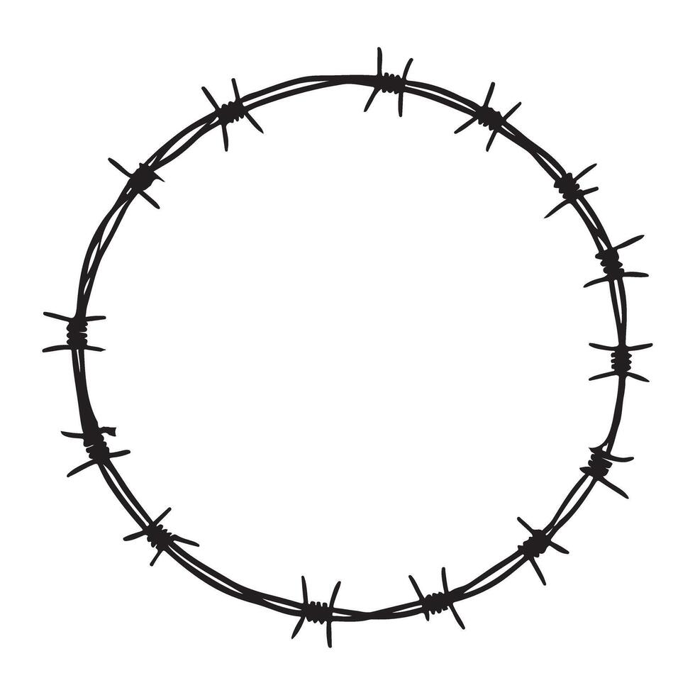 Barbed Wire Circle Frame Silhouette Design vector