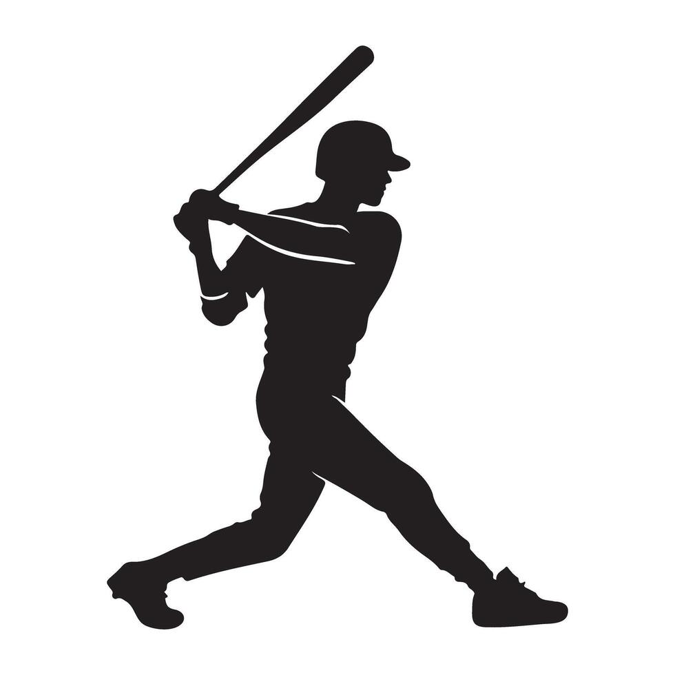 Baseball Player Silhouette at Bat vector