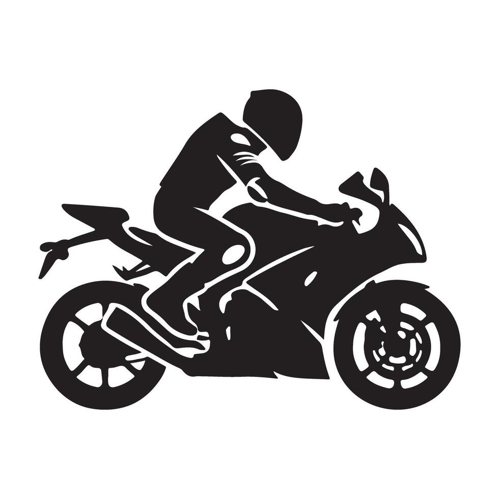 Silhouette of a Motorcyclist on a Sportbike vector