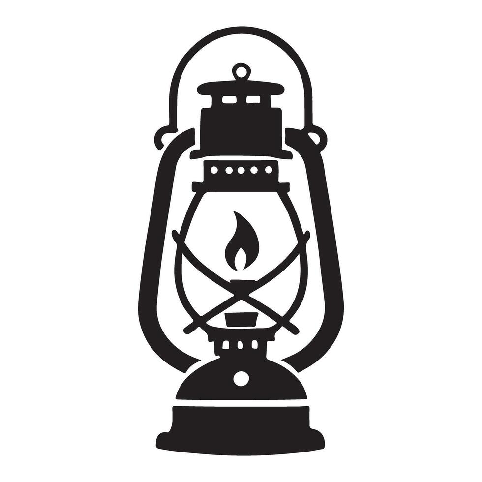 Classic Oil Lantern Silhouette Graphic vector