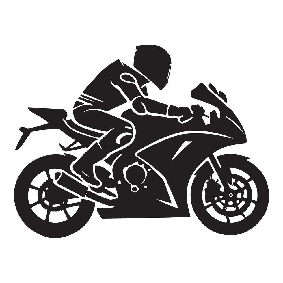 Dynamic Silhouette Illustration of a Motorcyclist on a Sportbike vector