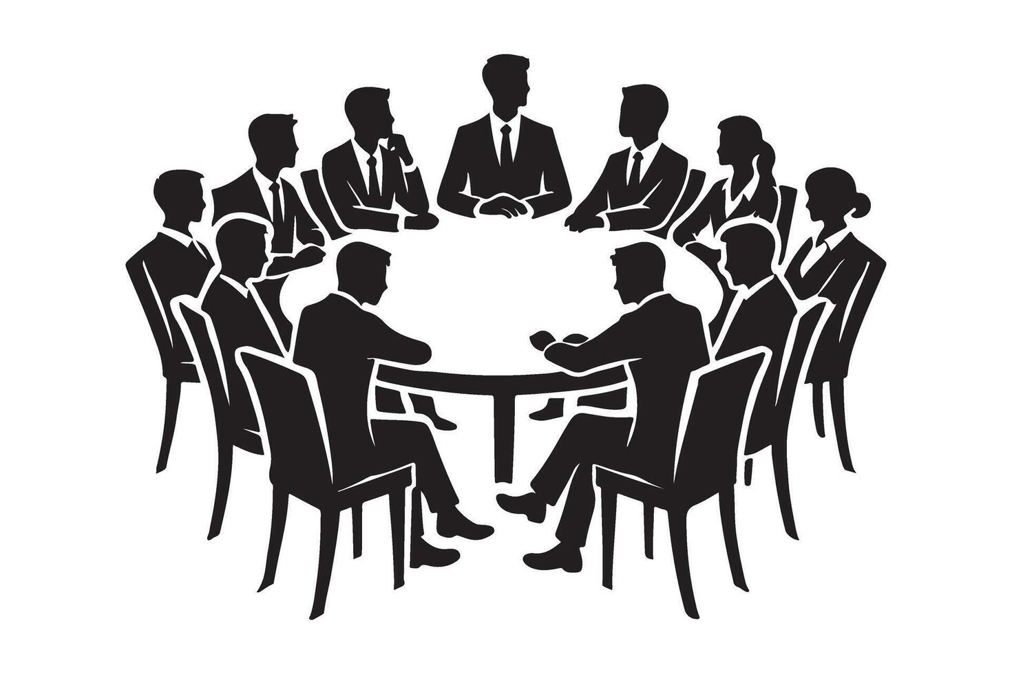 Large Business Team Meeting Silhouette Illustration vector