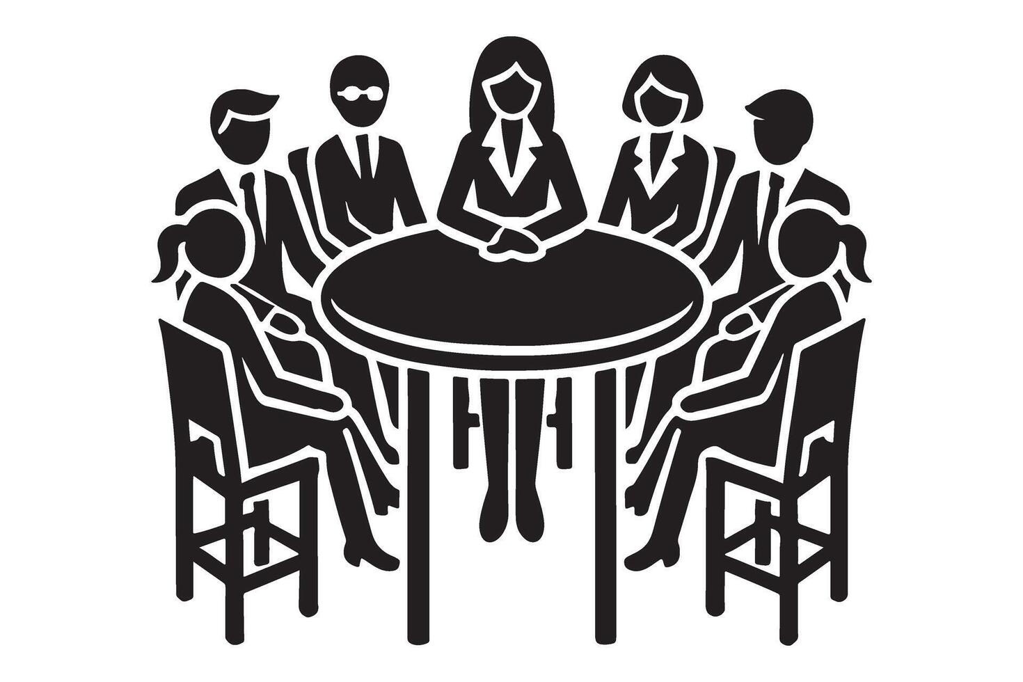 Businesswomen Leading Group Meeting Silhouette Illustration vector