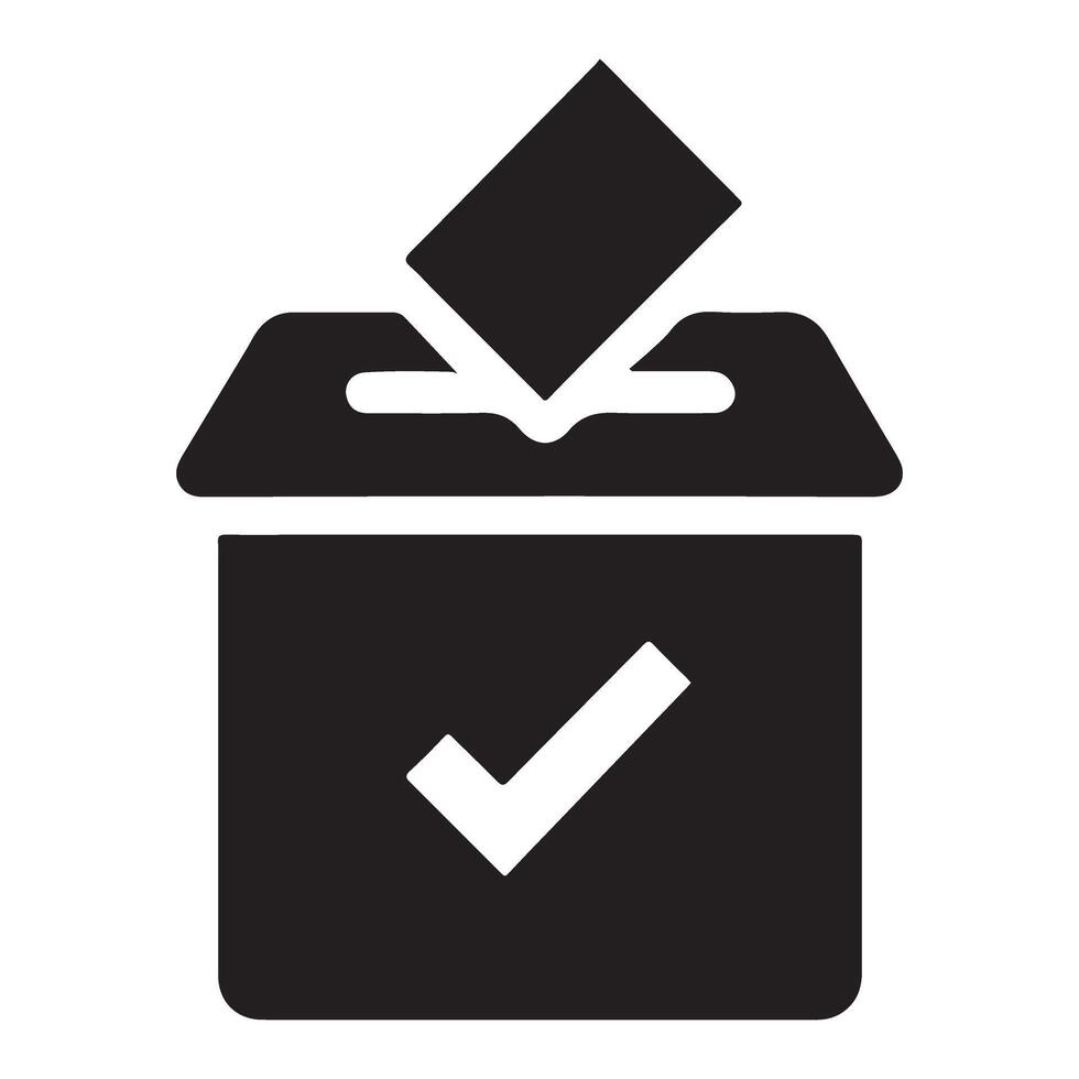 Simple Check Mark Ballot Box Silhouette Icon vector