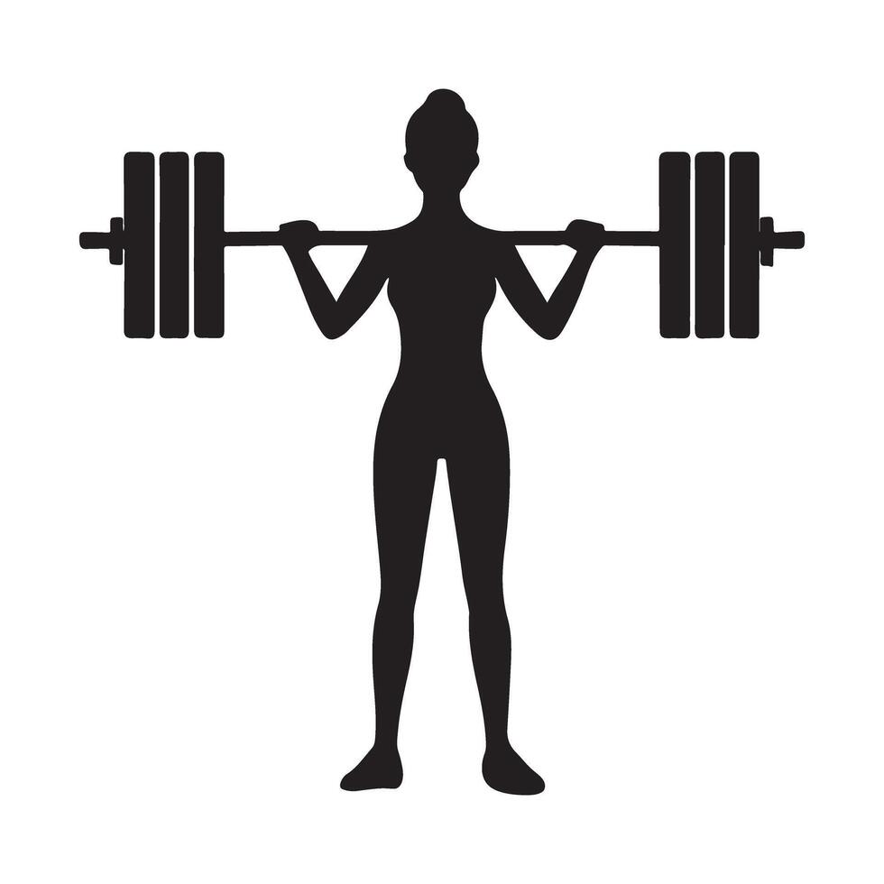 Silhouette of a Woman Performing a Barbell Squat vector