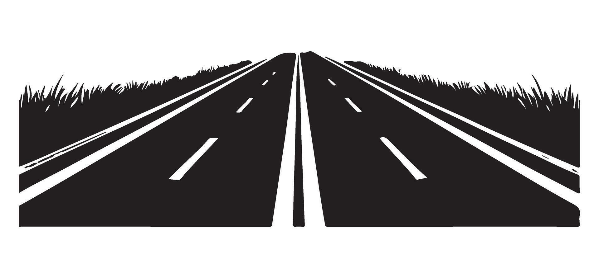 Silhouette of a Two Lane Highway vector