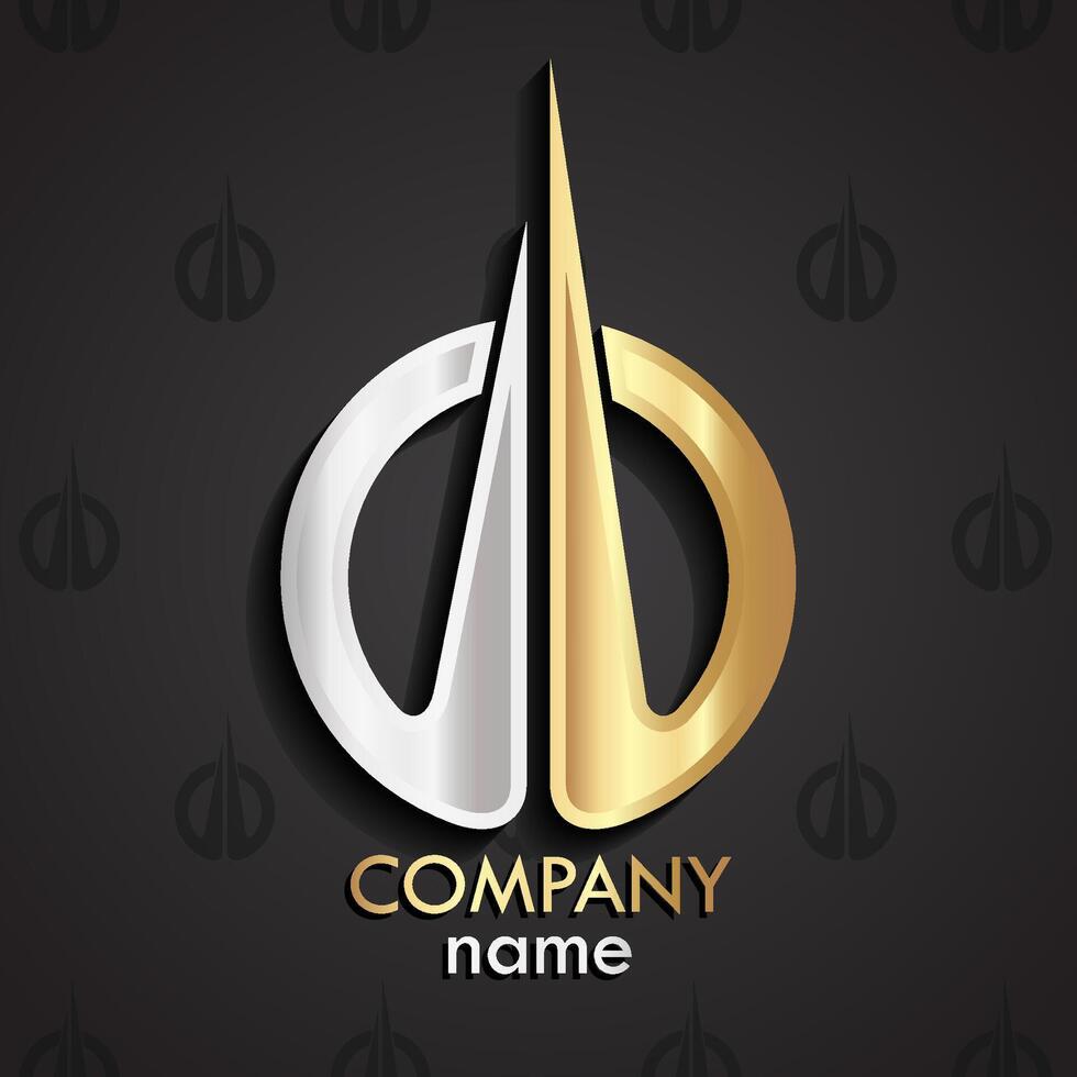 golde and silver modern design 3d logo vector