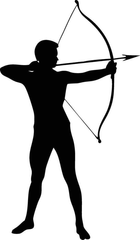 Man archer bow silhouette illustration vector