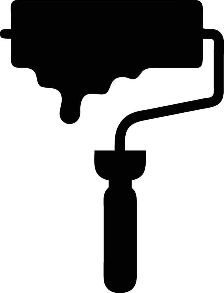 A paint rolling silhouette vector