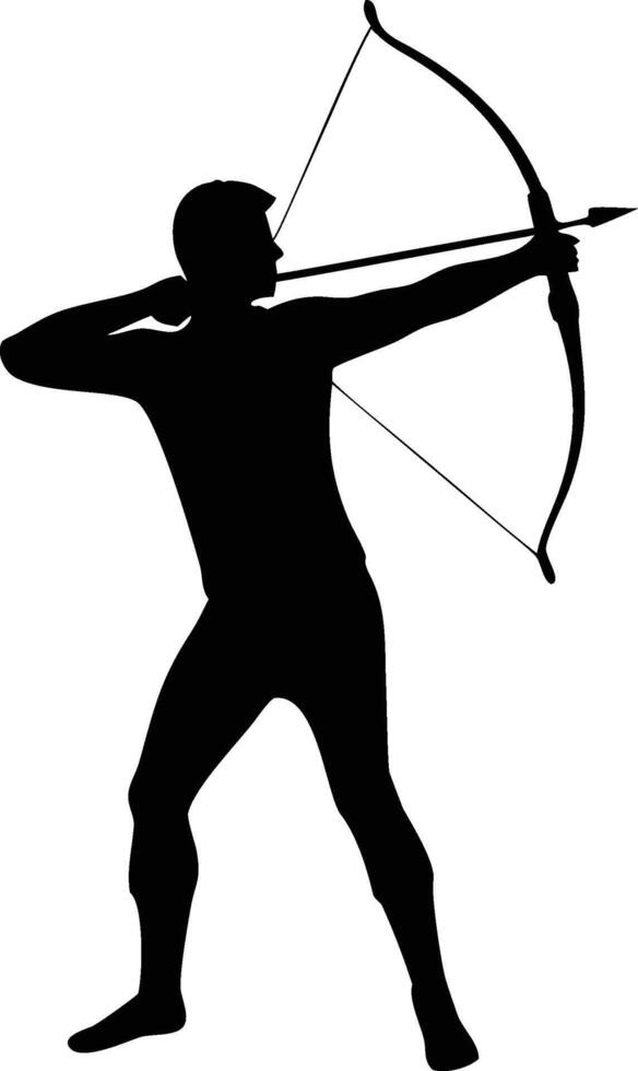 Man archer bow silhouette vector
