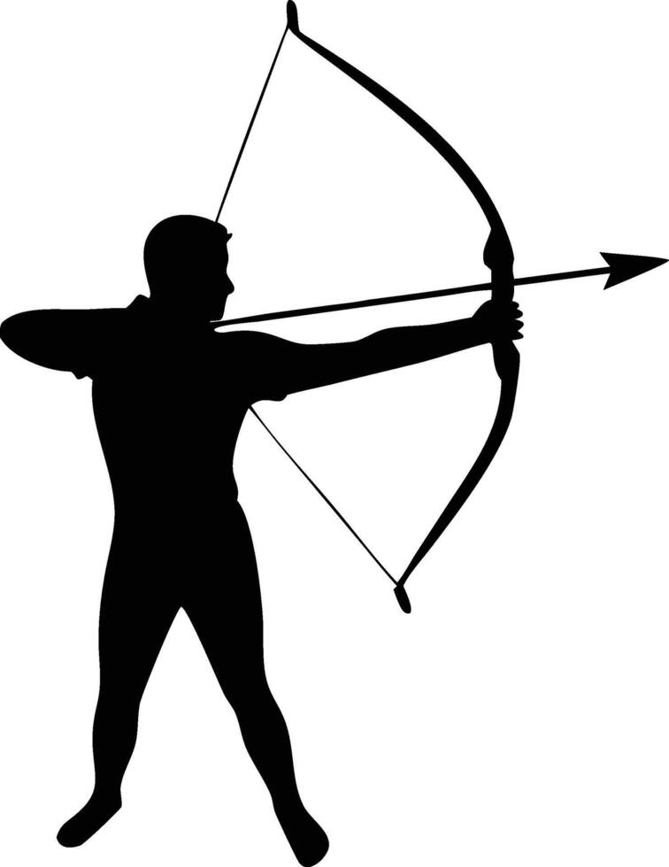 man archer bow silhouette black vector