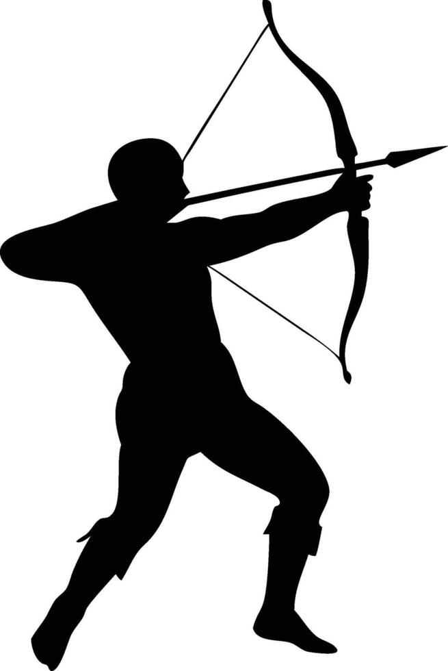 A man archer bow silhouette black and white vector