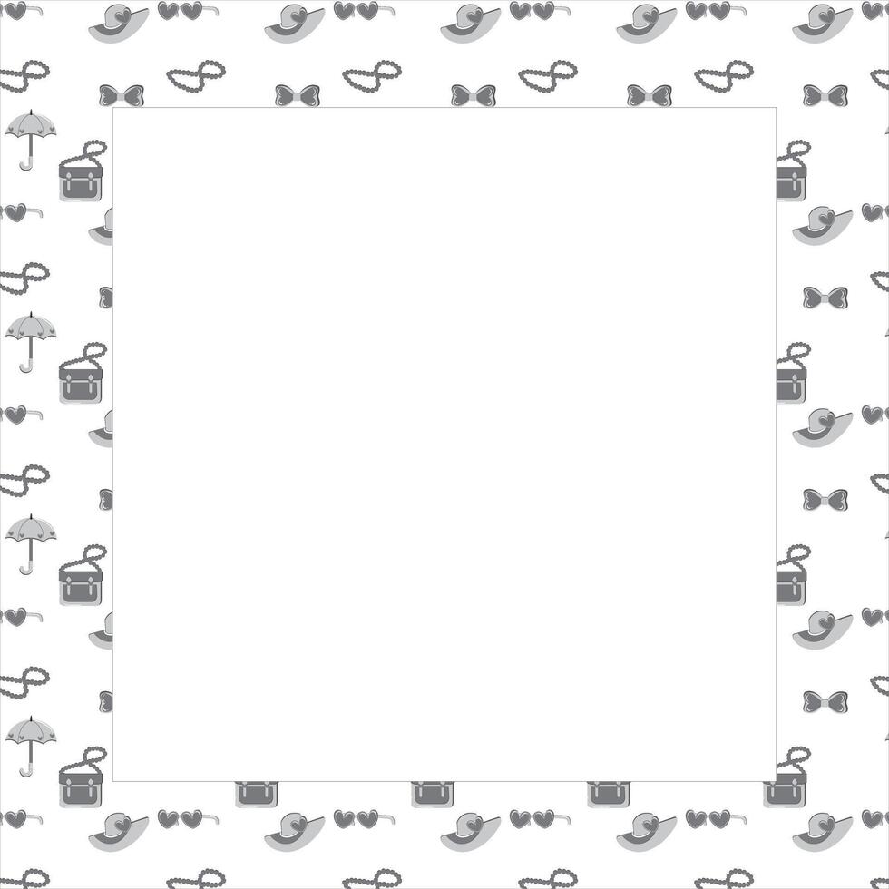 Frame square with accessories and a heart elegant vector