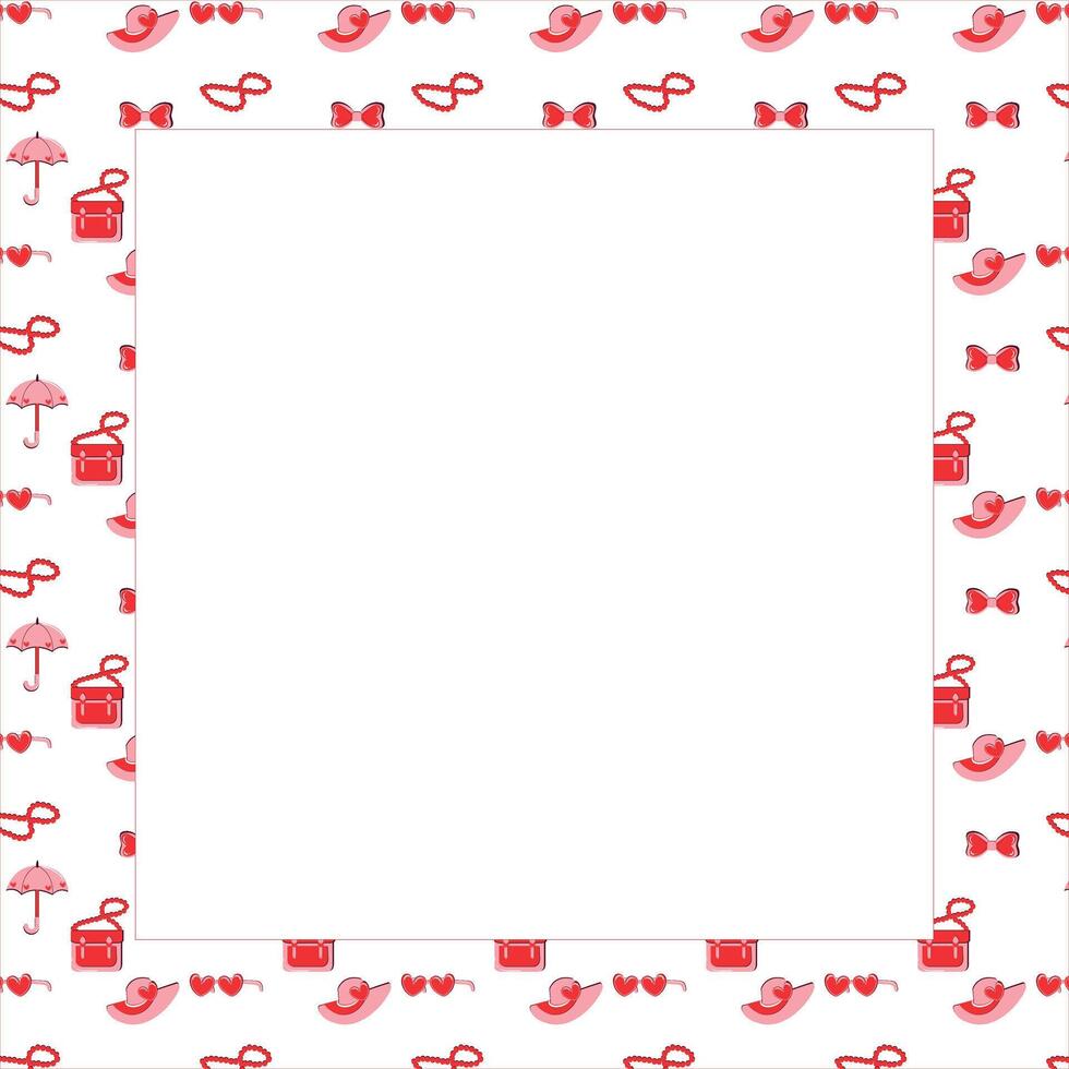 Frame square with accessories an a heart. vector