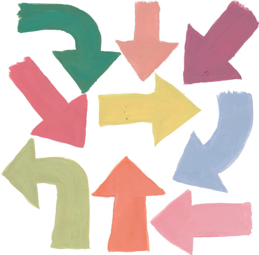 a group of colorful arrows painted in different colors vector